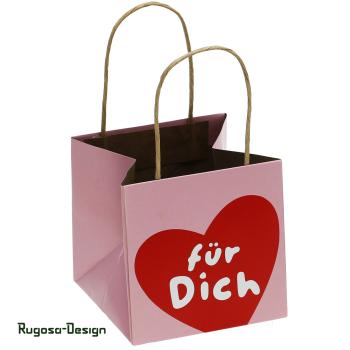 Papiertasche bedruckt, rot/rosa, d 13cm